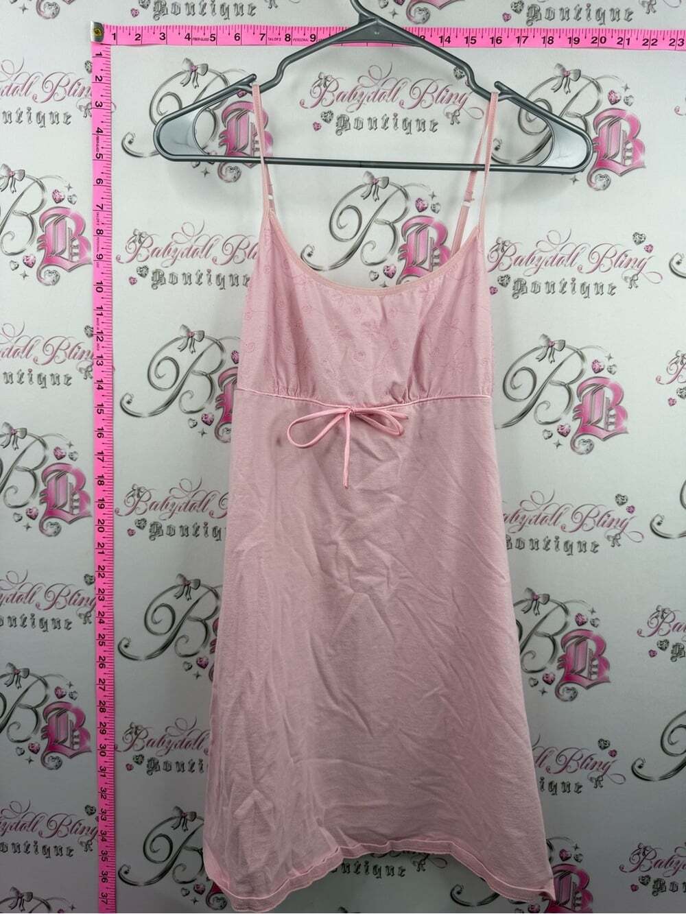 JASMINE ROSE DRESS Soft Light Pink Spaghetti-Strap Chemise with Front Tie